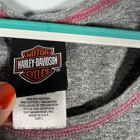 Harley Davidson Heathered Gray Adventure Dover Ohio Baby Tee Large - Picture 3 of 5